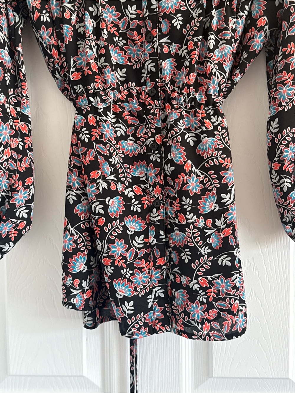 🌻 Terra & Sky Black Floral V-Neck Blouse Tunic 1X - Picture 5 of 6